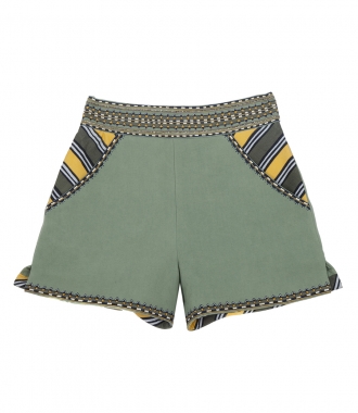 SALES - MASAI TAILORED SHORTS FT MULTICOLORED ETHNIC EMBROIDERY