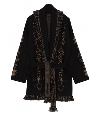 CLOTHES - GEOMETRIC CASHMERE OVERSIZED CARDIGAN IN BLACK