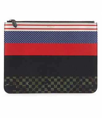 BAGS - CONTRAST PATTERN ZIPPED POUCH