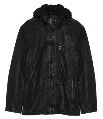 CLOTHES - LEATHER HOODED PARKA