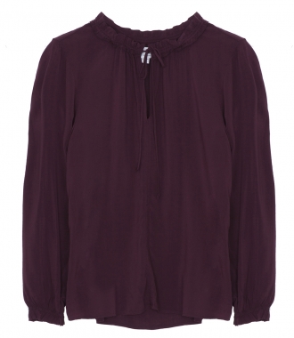 CLOTHES - SAMANTHA RAYON CHALLIS PEASANT TIE TOP IN PLUM