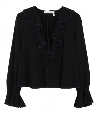 CLOTHES - TIED NECKLINE FRILLED BLOUSE