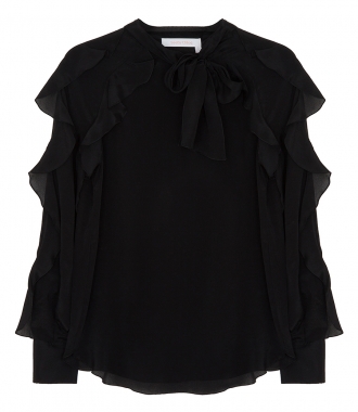 CLOTHES - SILK BLEND RUFFLED NECK BOW BLOUSE