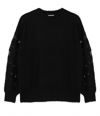CLOTHES - LACE SLEEVE PULLOVER SWEATER