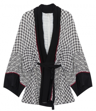 SALES - SCARF PRINT SHORT BELTED ROBE