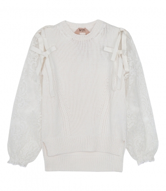 SALES - SELF-TIE LACE SLEEVE PULLOVER