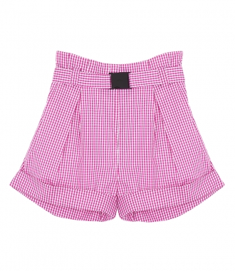 CLOTHES - CHECKED BELTED SHORTS