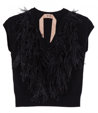 CLOTHES - FEATHER DETAILED KNITTED TOP