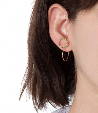 TWINS HOOP EMMERALDS RIGHT MONO EARRING