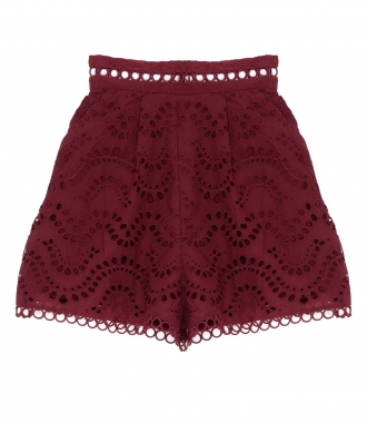 SHORTS - PERFORATED FLARED SHORTS IN BRODERIE ANGLAISE