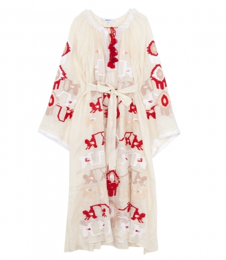 SALES - FEATHER MAXI DRESS FT ABSTRACT EMBROIDERY