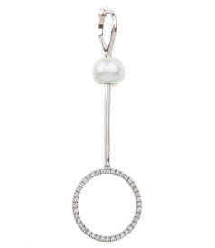 FINE JEWELRY - 18KT WHITE GOLD BUBBLE EARRING FT NATURAL PEARL & DIAMONDS