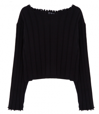 CLOTHES - RAW EDGE OFF SHOULDER SWEATER