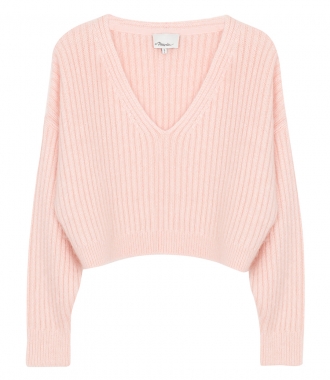 KNITWEAR - OVERSIZED CROPPED RIBBED MOHAIR PULLOVER