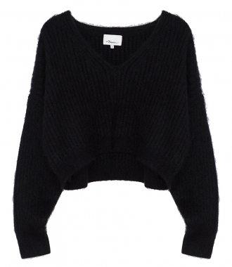SALES - OVERSIZED CROPPED RIBBED MOHAIR PULLOVER
