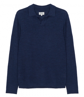PULLOVERS - CONTRASTED MERINO WOOL POLO PULLOVER
