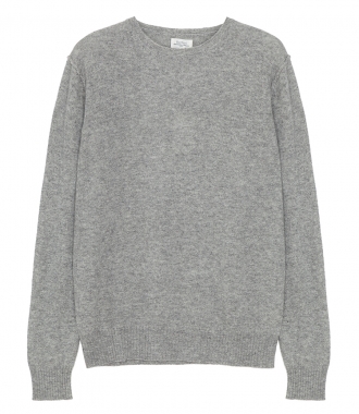KNITWEAR - CONSTRASTED WOOL & CASHMERE CREW NECK SWEATER