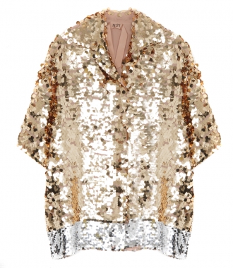 No.21 - GOLD TONED SEQUINNED SHIRT