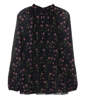 SALES - FLORAL PRINT BAND COLLAR BLOUSE