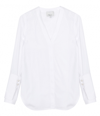 CLOTHES - LS POPLIN TOP WITH PEARL CUFF