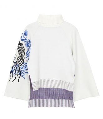 SALES - HIGH NECK PULLOVER WITH JACQUARD SLVES