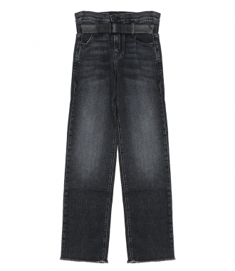 JEANS - DEXTER BELTED FRAYED HIGH-RISE STRAIGHT-LEG JEANS