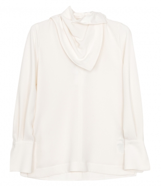 CLOTHES - LONG SLEEVE CREPE BLOUSE WITH REMOVABLE SCARF