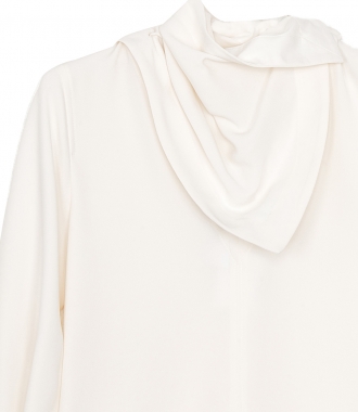 LONG SLEEVE CREPE BLOUSE WITH REMOVABLE SCARF