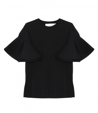 CLOTHES - RUFFLE SLEEVE T-SHIRT IN BLACK