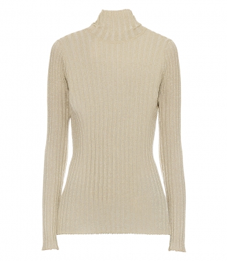 CLOTHES - SLIM FIT POLO NECK JUMPER IN GOLD LUREX
