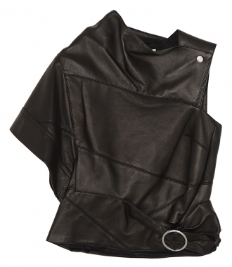 TOPS - LEATHER GATHERED TOP