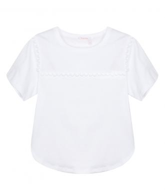 SALES - CROPPED SCALLOPED TRIM T-SHIRT