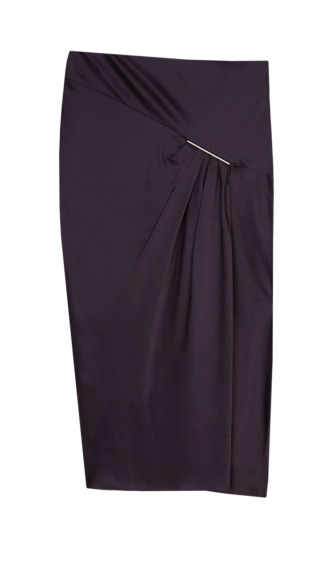 CLOTHES - SATIN BACKED TIE BAR RUCHED MIDI SKIRT
