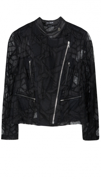 SALES - EMBROIDERED TULLE LACE MOTO JACKET