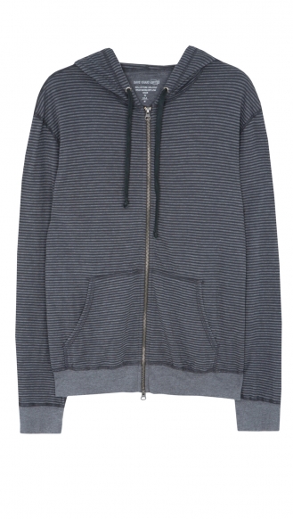CLOTHES - STRIPED POINTELLE ZIP HOODIE