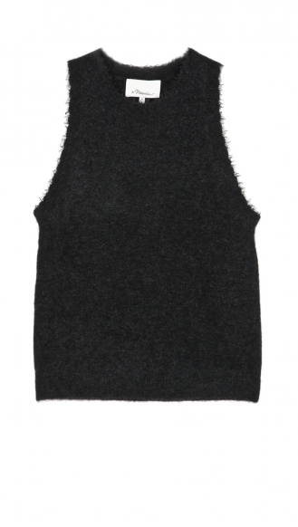 SALES - SLEEVELESS SHELL WITH FRAYED NECK