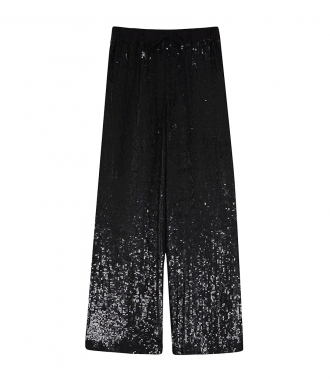 PANTS - SEQUINED STAIGHT CROPPED TROUSERS