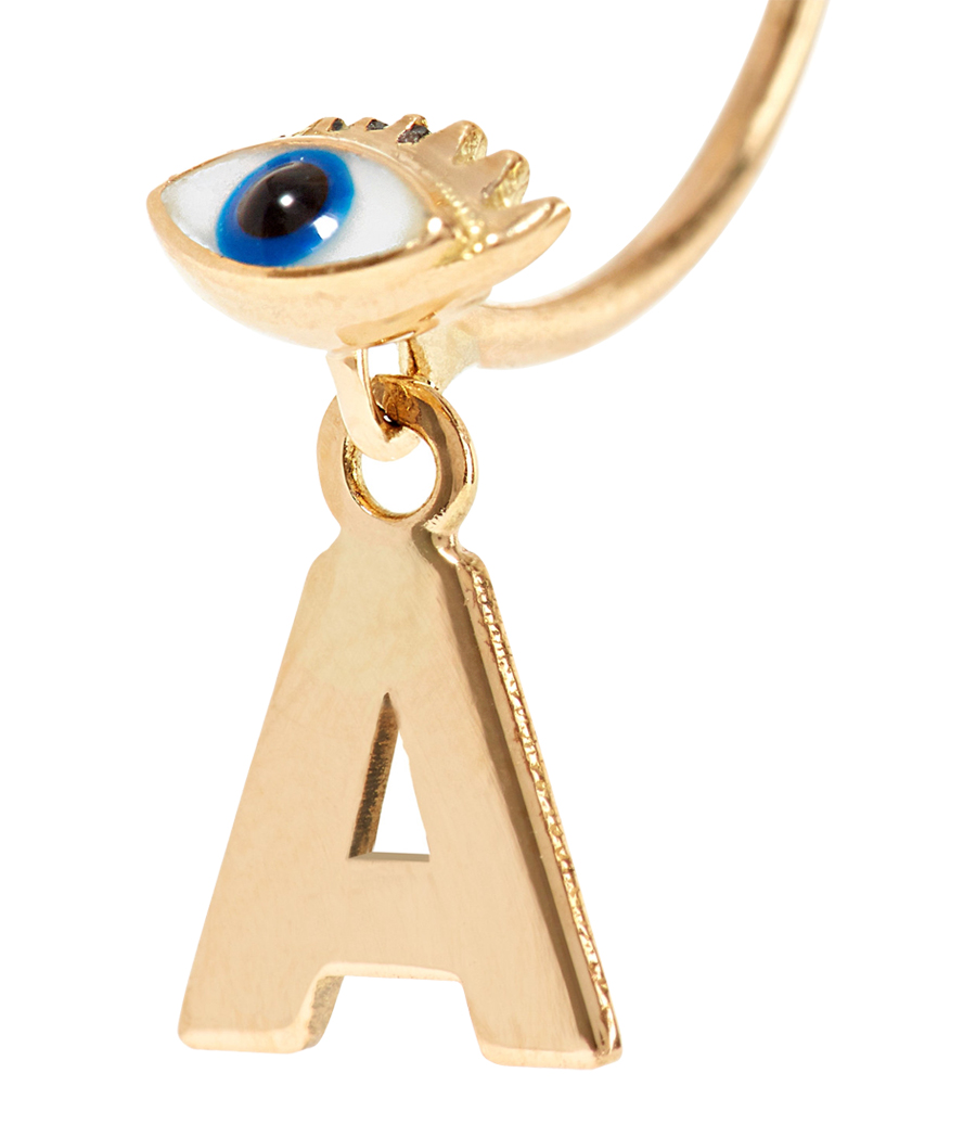 MICRO EVIL EYE EARRING - CHOOSE YOUR INITIAL