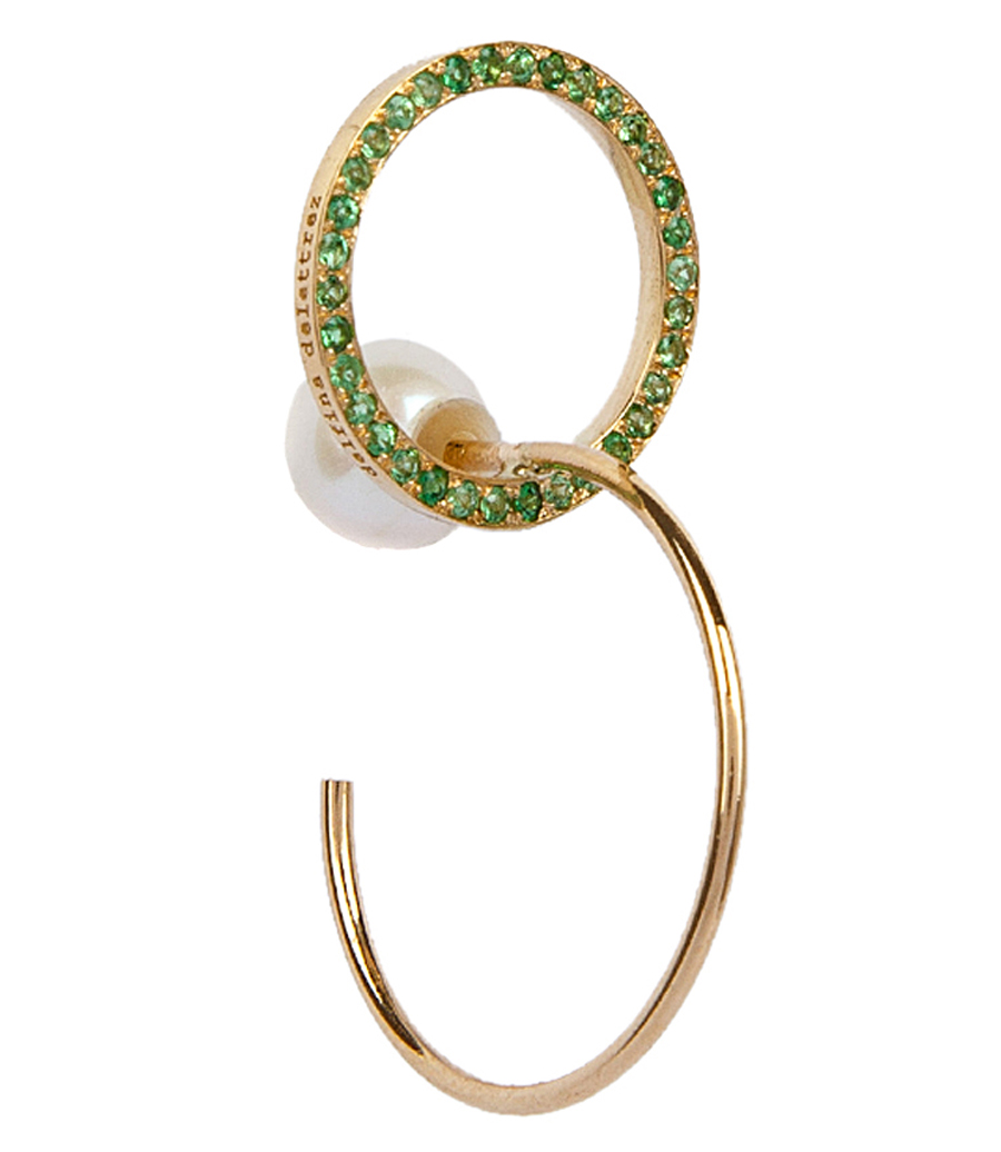 DELFINA DELETTREZ - TWINS HOOP EMMERALDS RIGHT MONO EARRING
