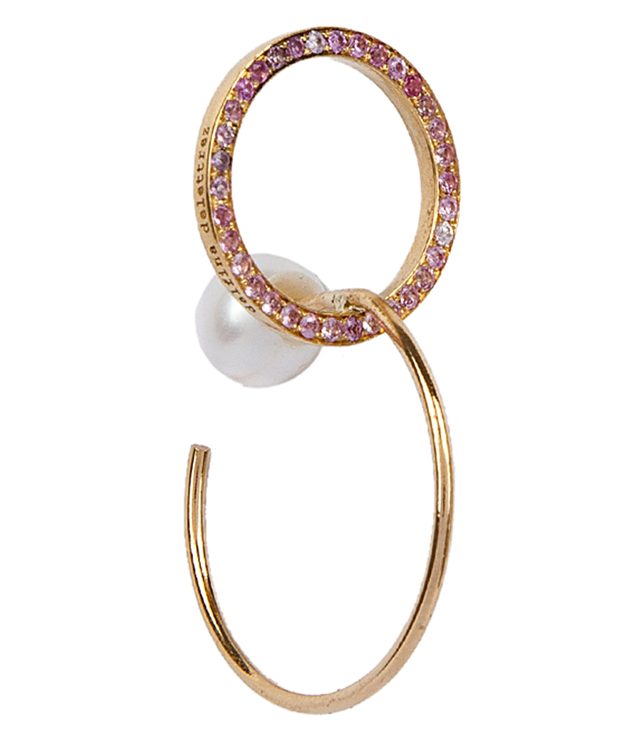 DELFINA DELETTREZ - TWINS HOOP SAPPHIRES RIGHT MONO EARRING