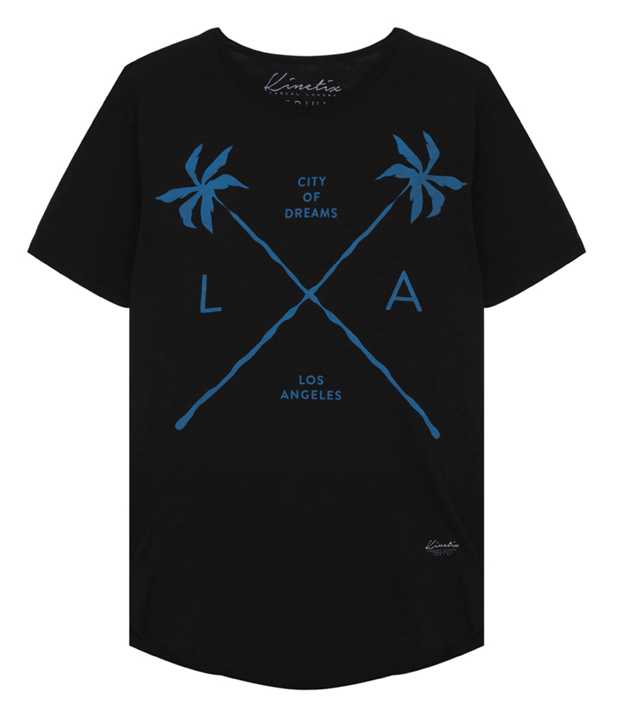 KINETIX - CITY OF DREAMS PRINT CREWNECK T-SHIRT IN SUPER SOFT SLUB COTTON
