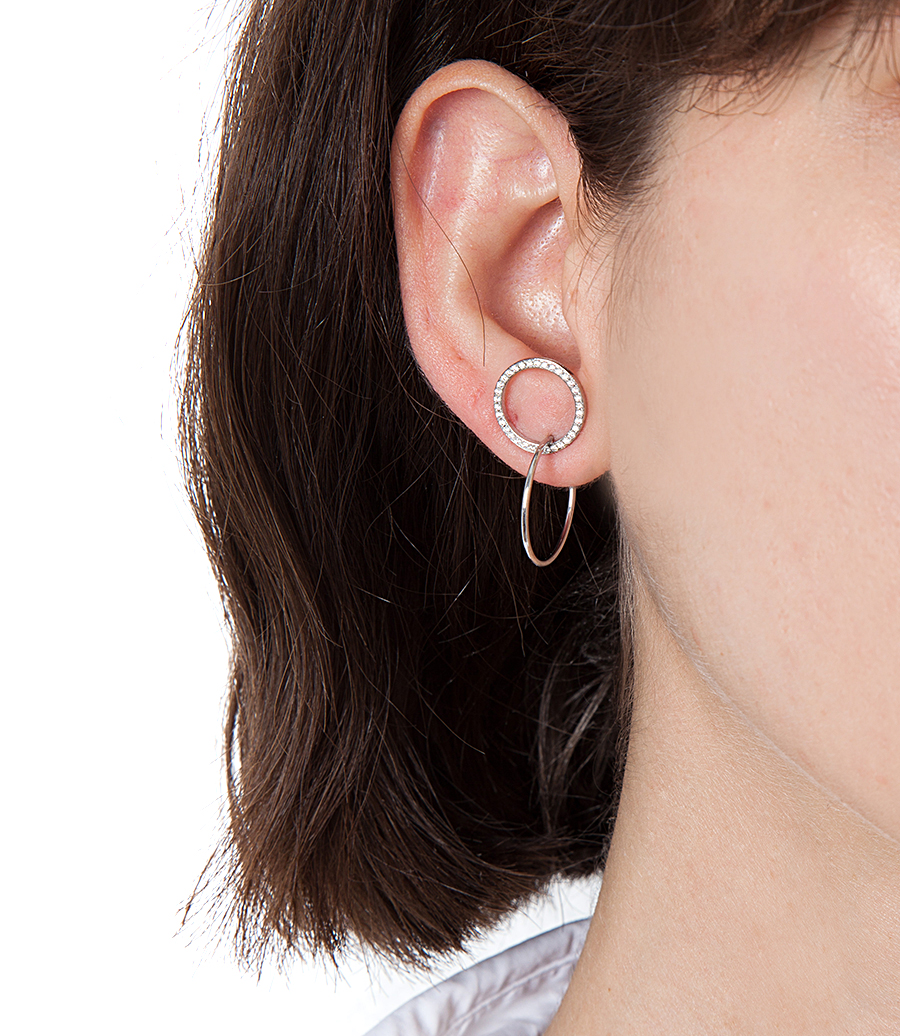 TWINS LOOP WHITE DIAMONDS RIGHT MONO EARRING