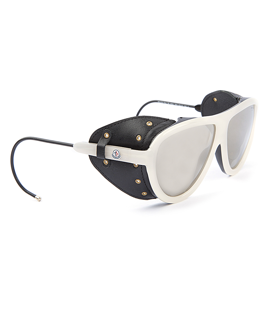 WHITE VINTAGE AVIATOR SUNGLASSES FT CONTRASTING BLACK DETAILS