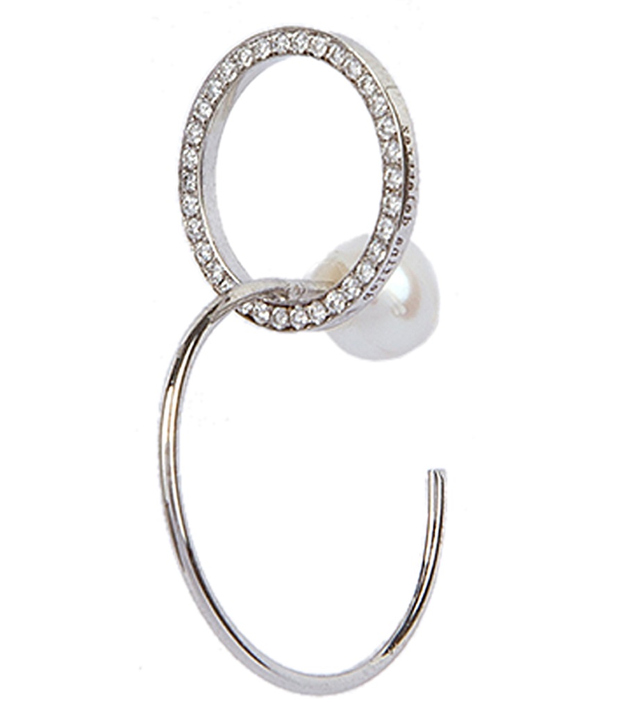 DELFINA DELETTREZ - TWINS LOOP WHITE DIAMONDS LEFT MONO EARRING
