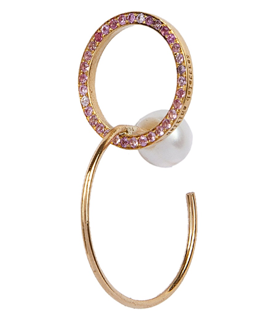 DELFINA DELETTREZ - TWINS HOOP SAPPHIRES LEFT MONO EARRING