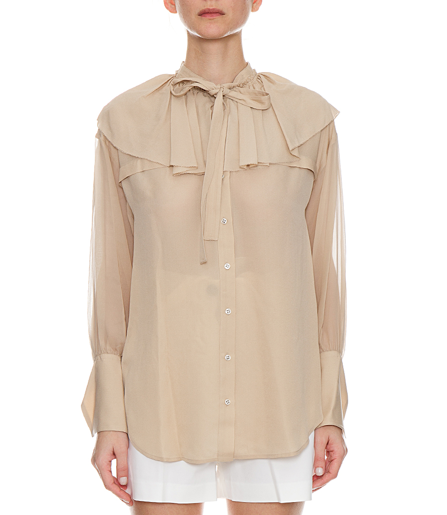 ruffle collar silk shirt