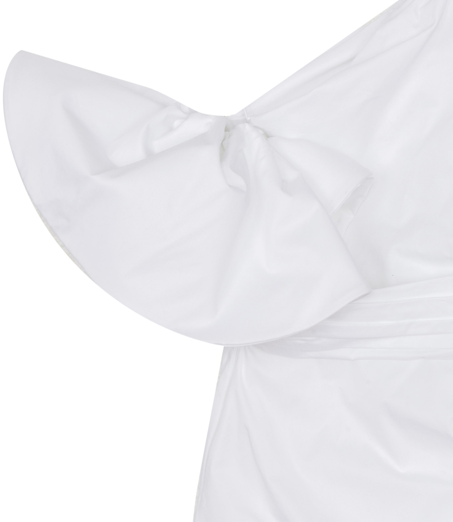 RUCHED STRETCH COTTON-POPLIN DRESS