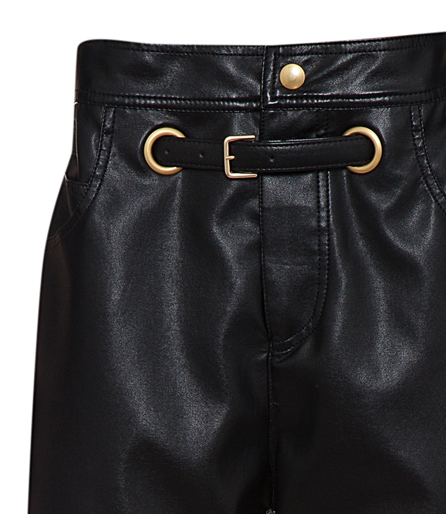 PAPERBAG-WAIST FAUX-LEATHER TROUSERS