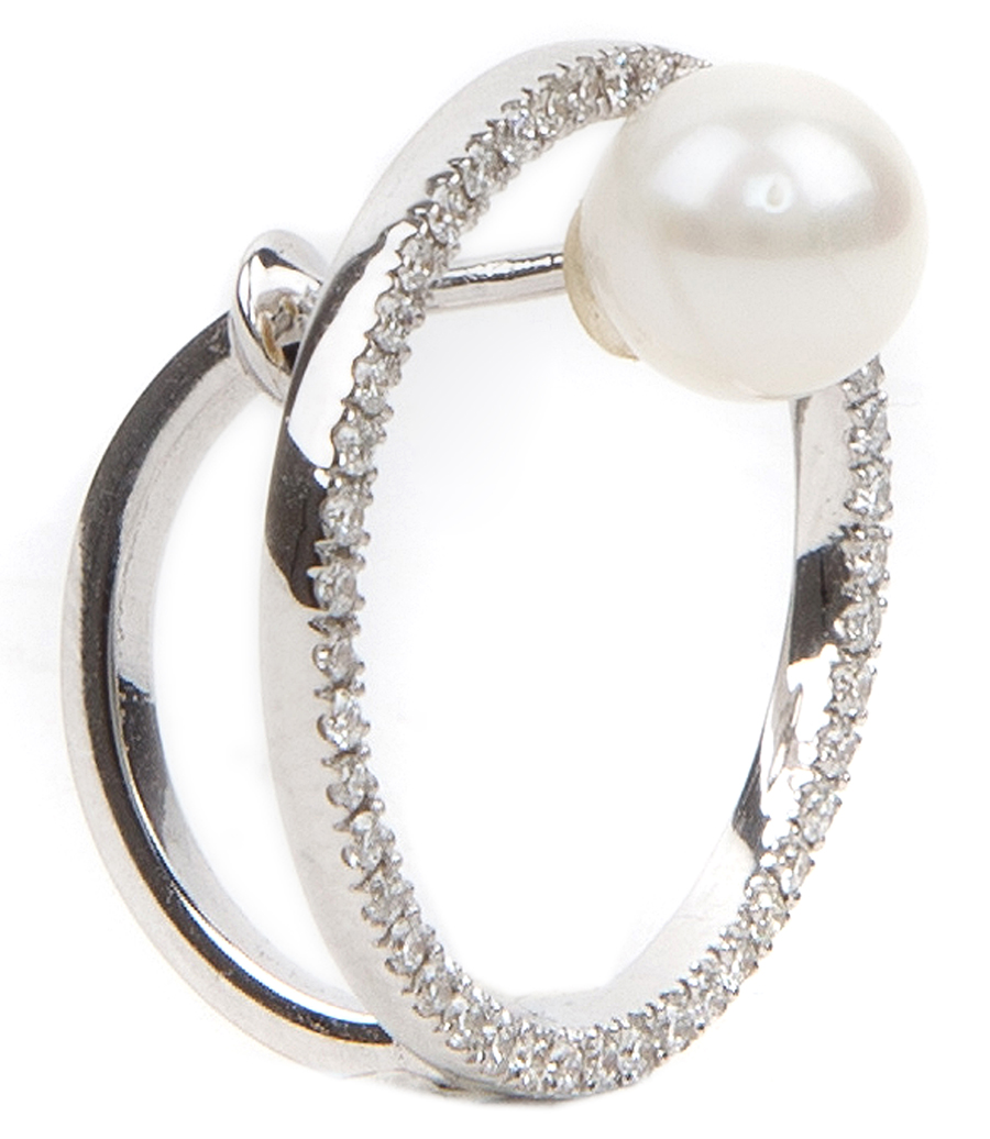 DELFINA DELETTREZ - 18KT WHITE GOLD BUBBLE EARING FT NATURAL PEARL & DIAMONDS