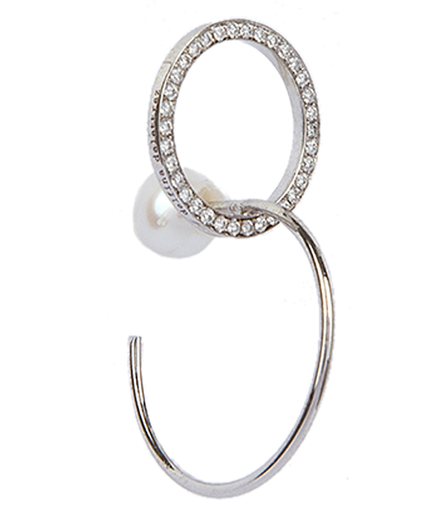 DELFINA DELETTREZ - TWINS LOOP WHITE DIAMONDS RIGHT MONO EARRING